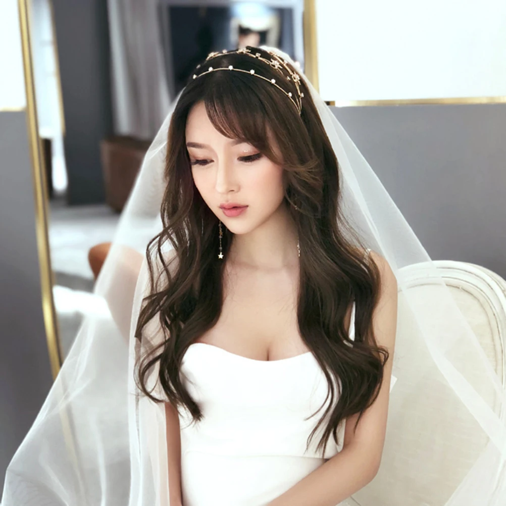 

Tiara Bride Headband Women Headdress for Wedding Rhinestone Bridal Hair Accessories Headwear Pentagram Princess