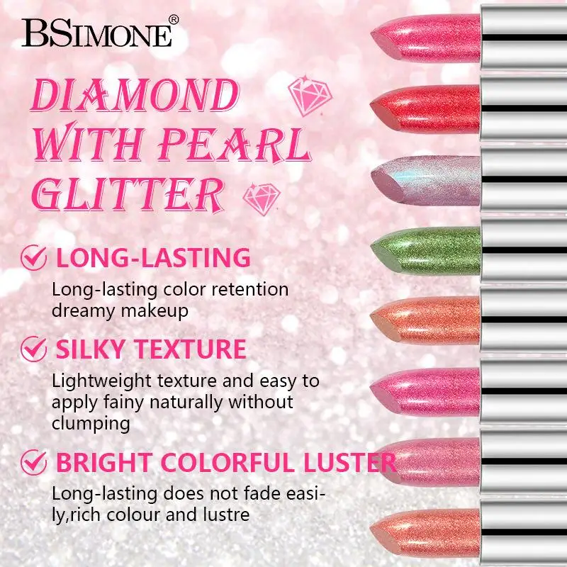 BSIMONE Pearl Glitter Shimmer Lip Gloss, Moisturizing Lipstick, Long-Lasting Shine, Lip Glaze, Essential For Daily Makeup