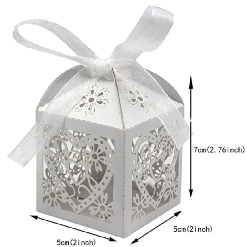 European Style Laser Hollow Heart Candy Box, Premium Chocolate Storage Box, Wedding Favor, Birthday Party Gift, 100 PCs/Lot