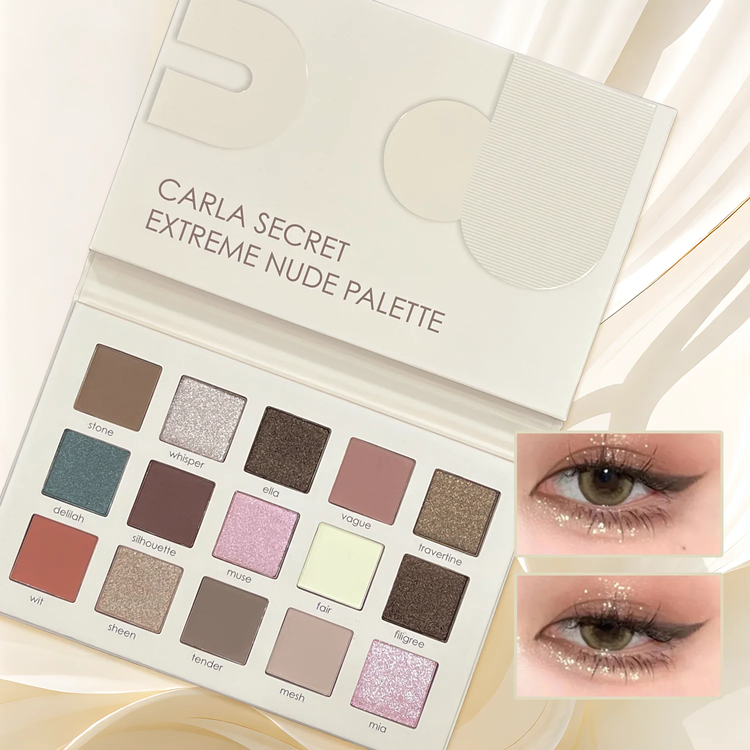 15 color earthy eye shadow palette with pearl and smoky finish, perfect for everyday use. I need a shadow palette