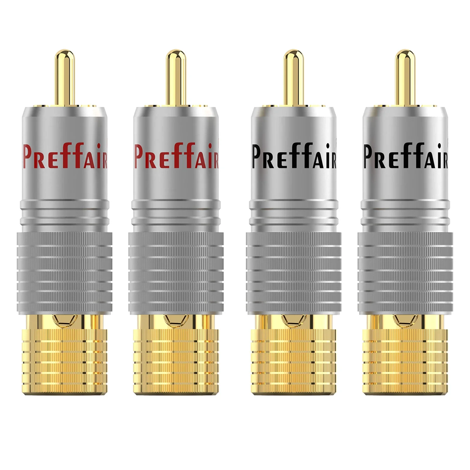 Preffair 4 peças 24k banhado a ouro plugue rca cabo de áudio alto-falante para alta fidelidade vídeo tv conector com tampa plugue de áudio ajustável