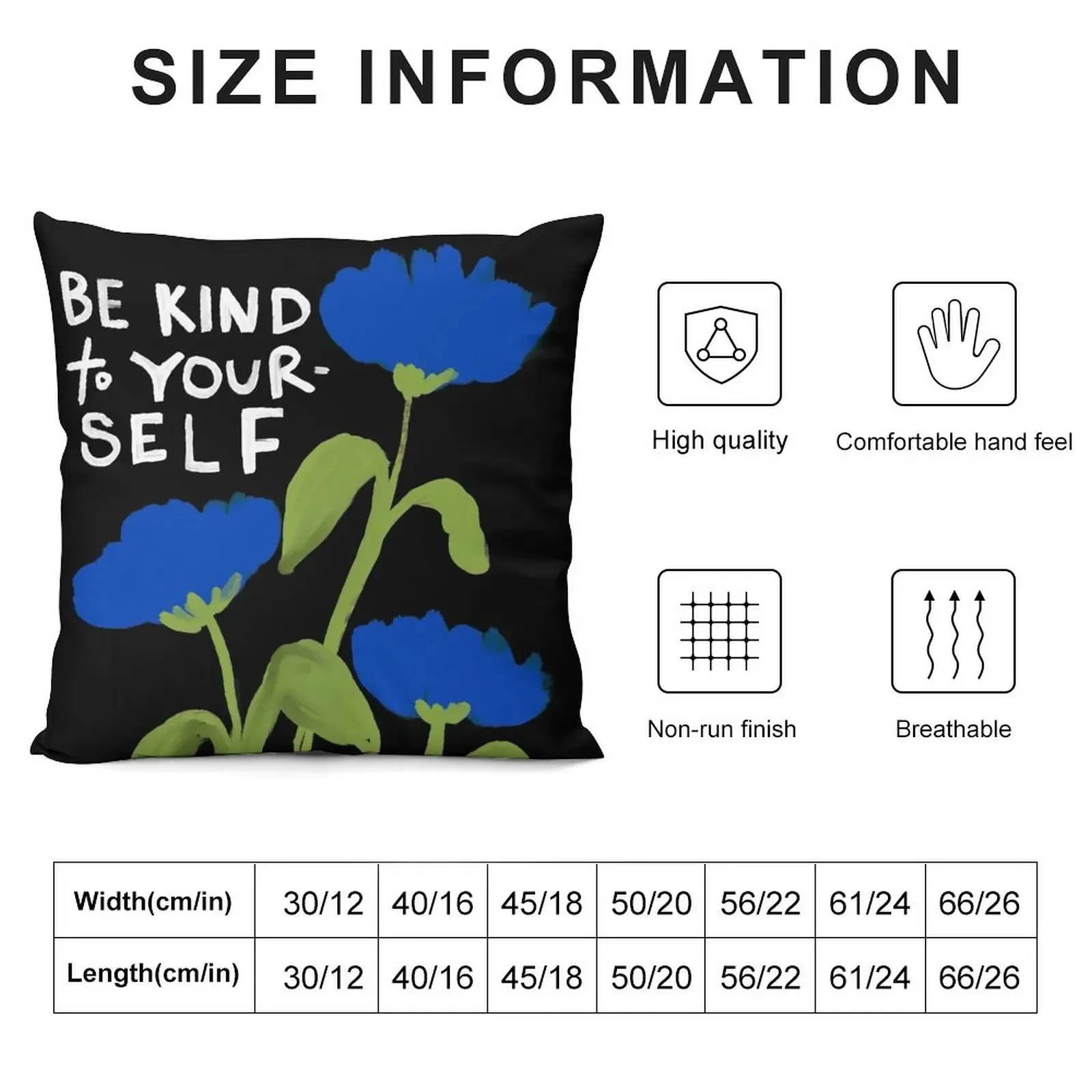 Be Kind To Yourself - Inspirational Quote - Blue Floral - Morgan Harper Nichols Throw Pillow home decor items pillow