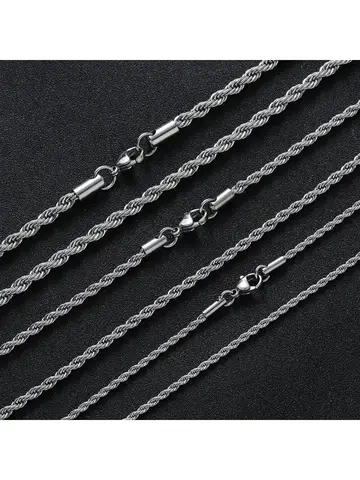2-6MM Stainless Steel Necklace For Women Men Never Fade Waterproof Twisted Rope Chain Fashion Jewelry 16-30 inches