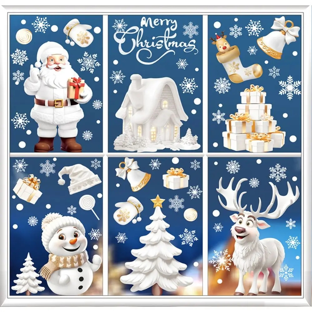 New Removable Christmas Window Stickers Christmas Tree Santa Claus Home Decor Wall Decal New Year Gifts Party Decoration