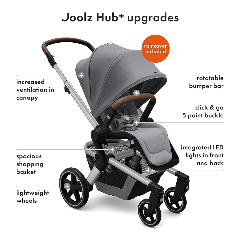 Hub+  Parent Facing Stroller for Babies 6 Months+ (Up to 50 lbs) Compact & Stylish Easy Fold   One-Hand Steering - LED