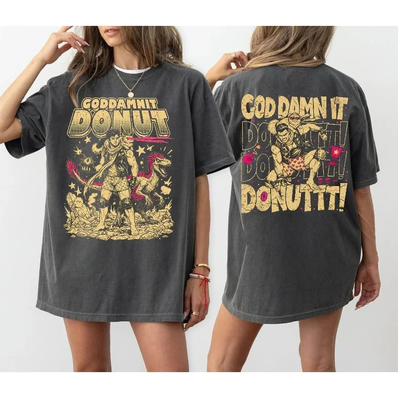 Image of Dungeon Crawler Carl Goddamnit Donut Shirt, Princess Donut Cat Teee Sommer-Unisex-T-Shirt aus lockerer und atmungsaktiver Baumwolle