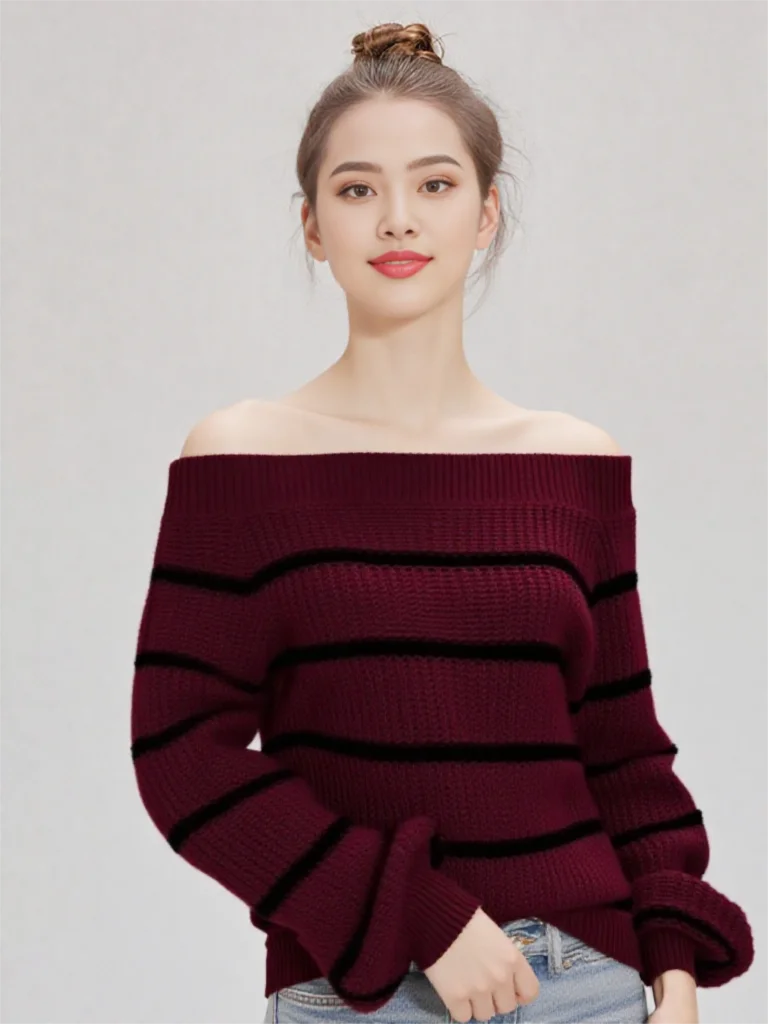 Damen-Pullover, schulterfrei, Herbst-Outfits, modisch, 2025, übergroßer Strickpullover, Fledermaus-Langarm, Häkelpullover, Kleidung