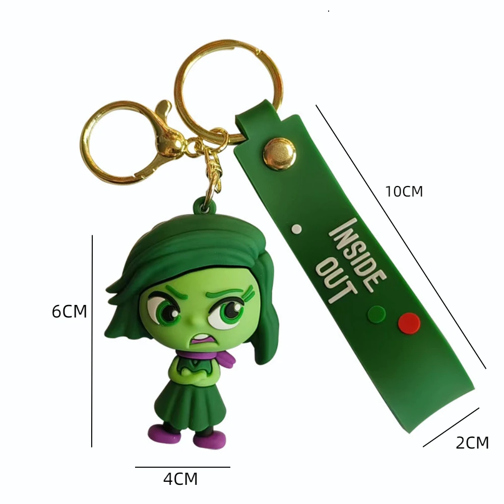Disney Inside Out Keychains Cartoon Joy Sadness Anger Disgust Fear Action Figures Dolls Key Rings Kawaii Bags Pendants Kids Toys