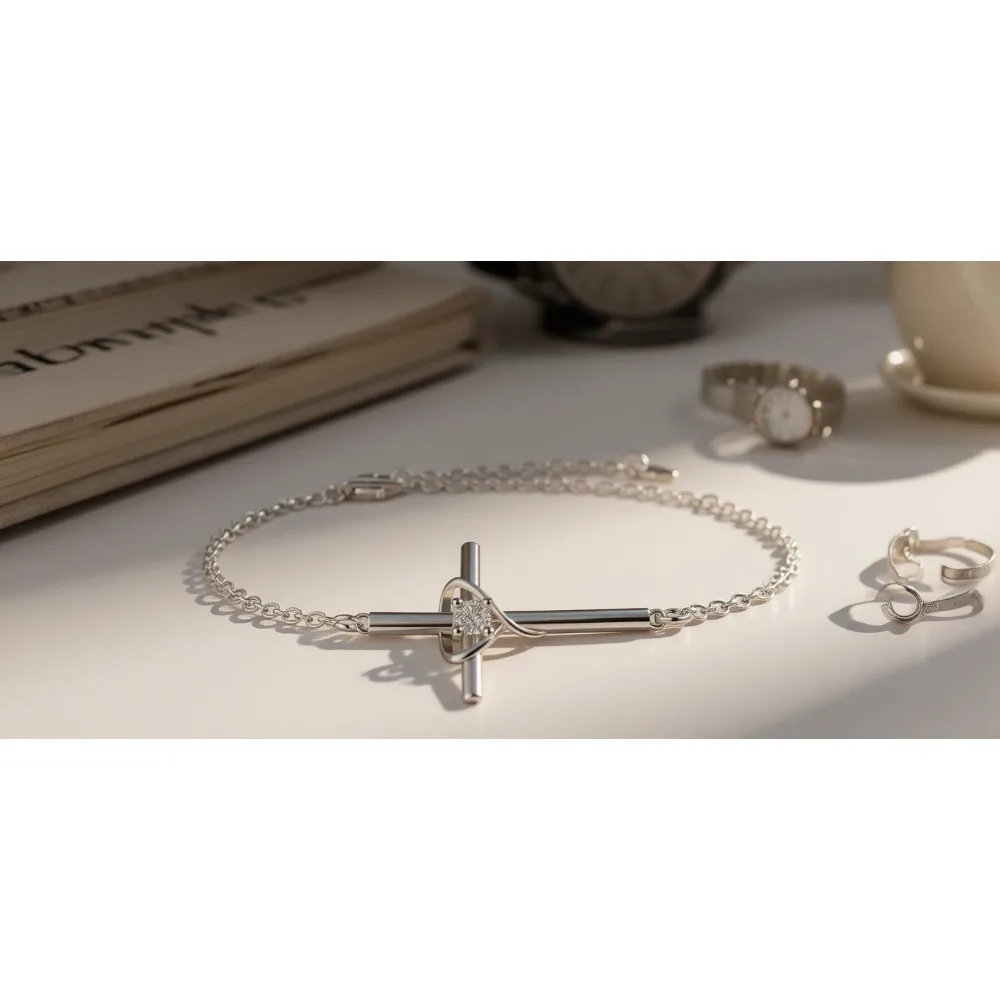 

Браслет с крестом и камнем по месяцу рождения, серебро 925 пробы, регулируемый, с сердечком и фианитами, подарок для женщин