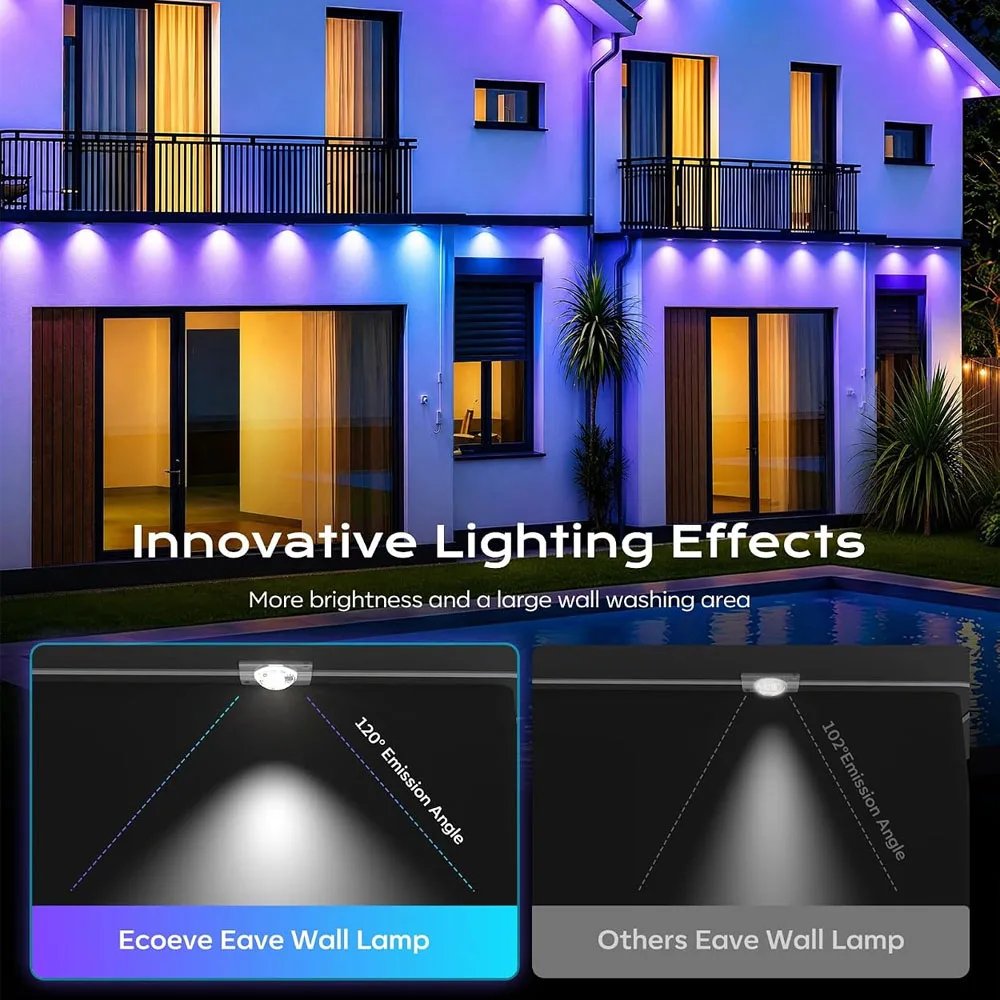 Permanent Outdoor Lights 200ft RGB+IC Outdoor String Lights App&Rome Control,IP67 Waterproof for Home Christmas Decor