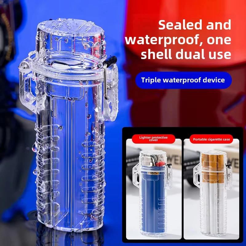 Étui pour briquet Transparent et étanche multifonctionnel, support de couverture pour briquet pleine taille J6