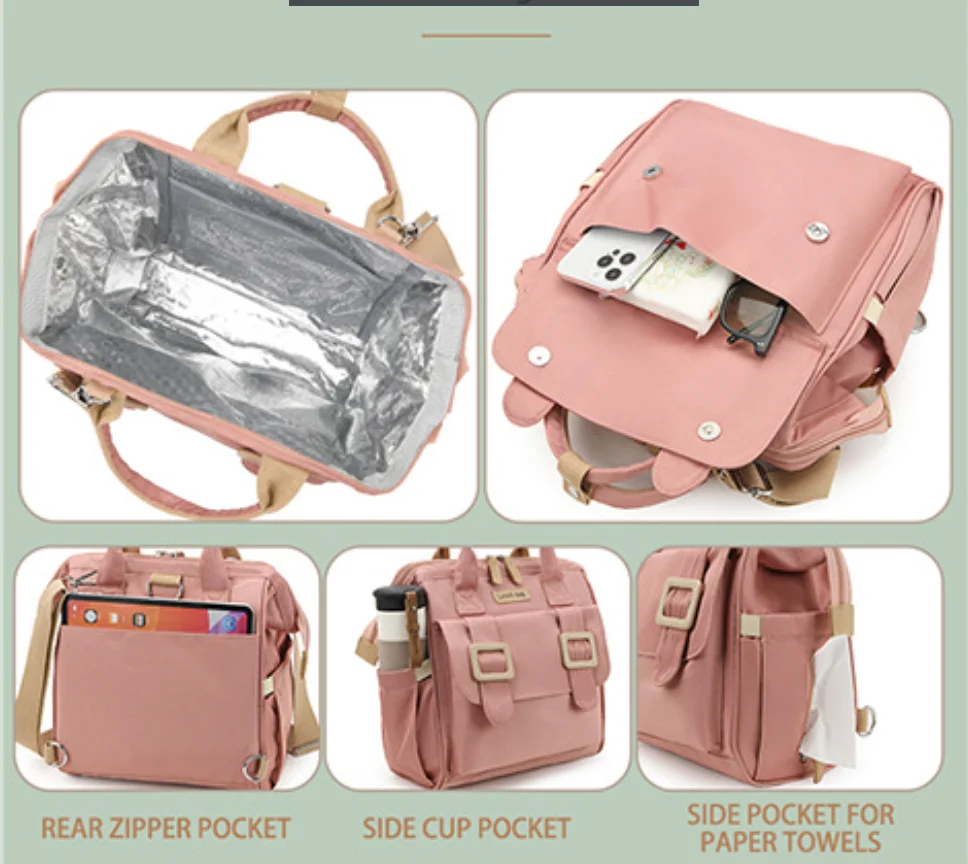 

2026 double-layer lunch bag, large capacity portable ice pack, leak proof, portable expandable lunch bag, picnic bags sacs сумка