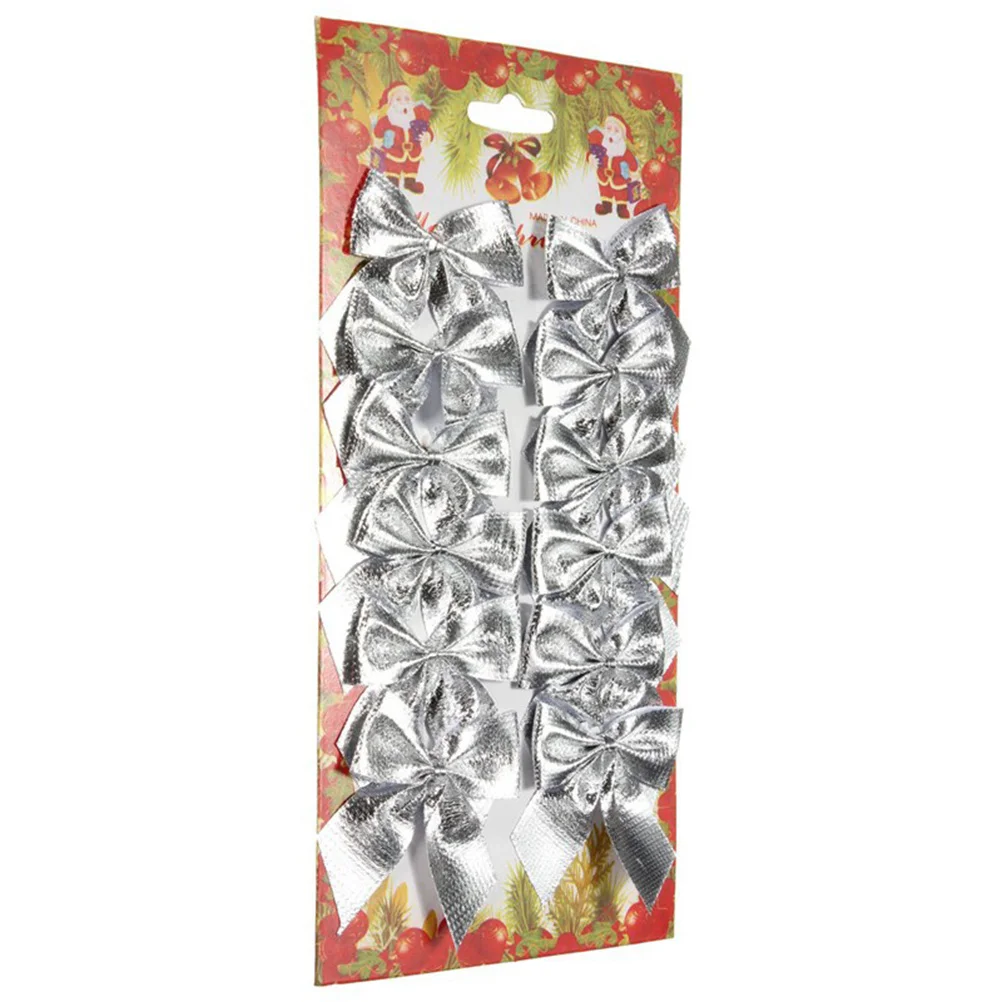 

24Pcs Christmas Bowknots 55Cm Silver Glitter Ribbon Festive Tree Decoration Party DIY Wedding Scrapbooking Accessories