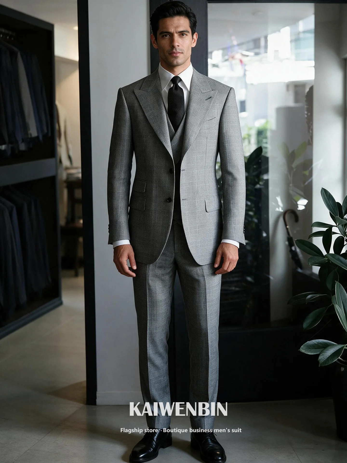 Italian Cut Men Suit Prince of Wales Check Slim Fit Superfine Wool Half Canvas Busines 2 Piecess Wedding Groom Formal Custom
