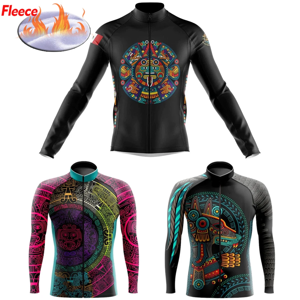 NEW Mexico Team Colorful Winter Thermal Long Sleeve Cycling Jersey Green Bike & Thin Bicycle Clothing Wear