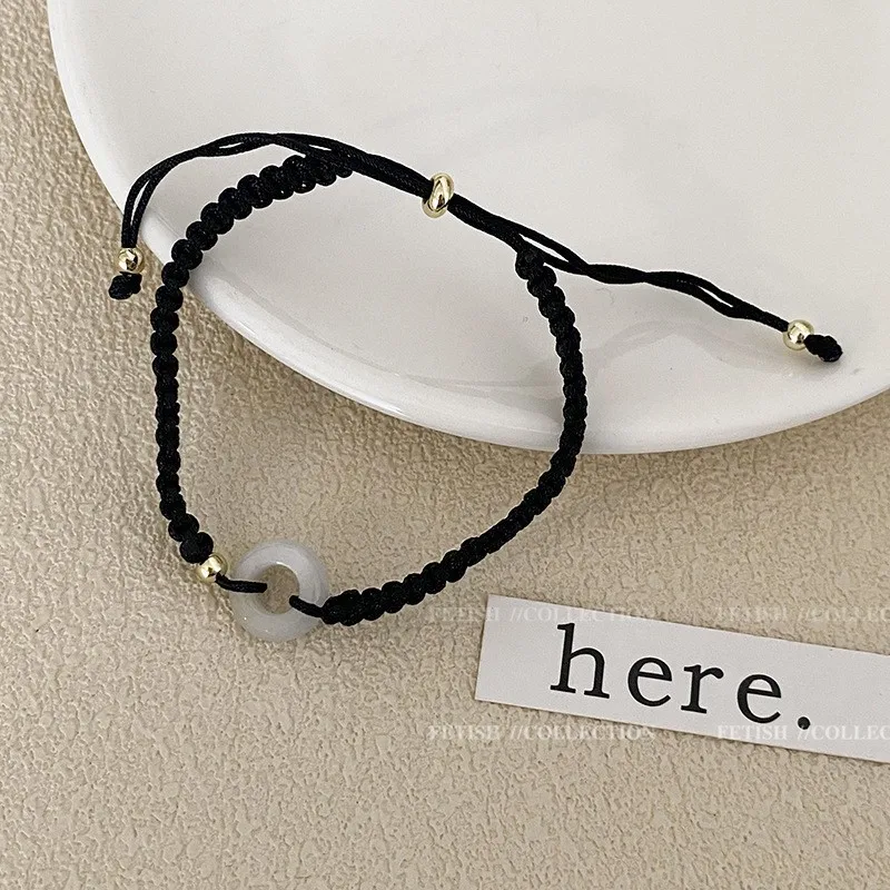 Jadeite Pendant Bracelet Chinese Modern Cool Minimalist Silver Chain Natural Stone Lightweight Elegant Daily Jewelry Her