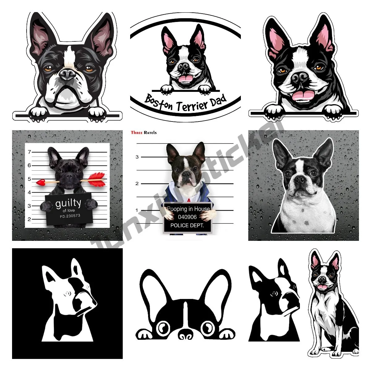 

Personality Smiling Boston Terrier Decal Dog Breed Bumper Sticker Laptops Tumblers Windows Cars Trucks Walls Anime