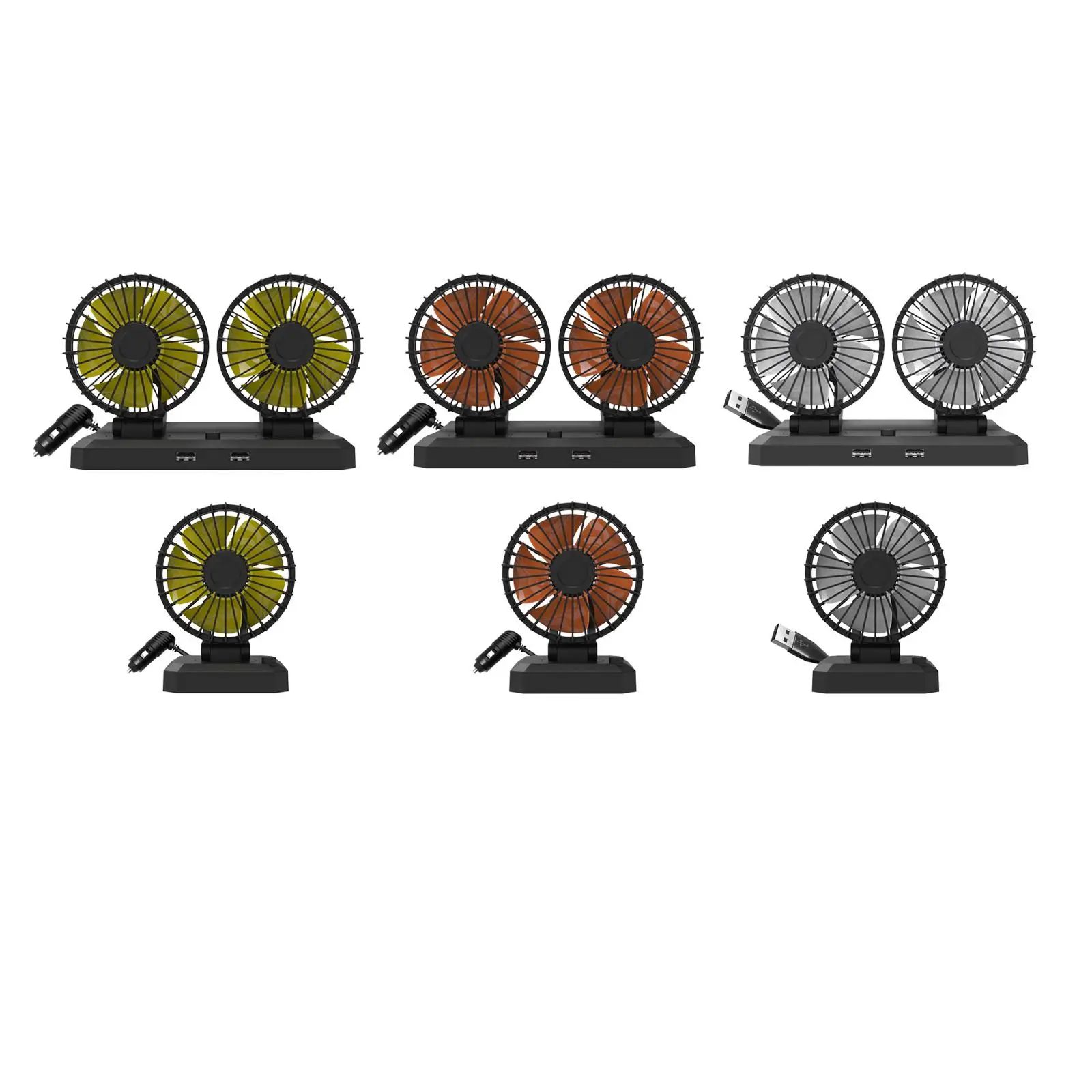 Automobile Car Cooling Fan 2 Speeds 360° Rotation for Hot Summer