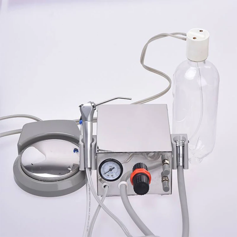 Portable Steel Dental 2/4 Holes Air Control System Foot Switch Turbine Unit with 3 Way Syringe
