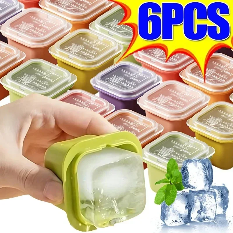 

6-1pcs Creative Ice Cube Makers Square Ice Cube Moulds Reusable Mini Ice Cube Mold Whiskey Drink Freezing Gadgets Kitchen Tools