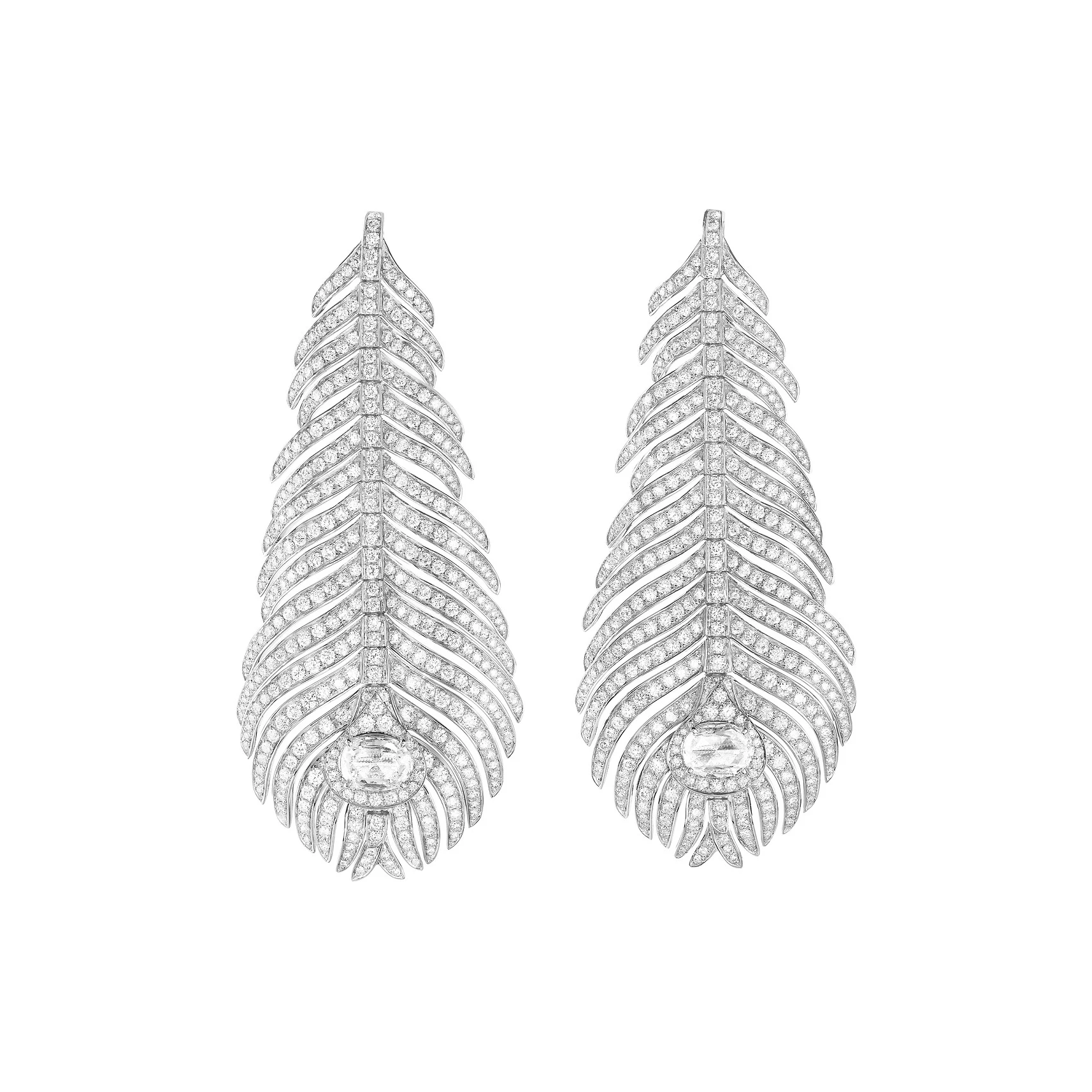 

Gorgeous 925 Sterling Silver Drop Earrings Elegant Peacock Feather Design Fine Jewelry for Women's Valentines Birthday Gift