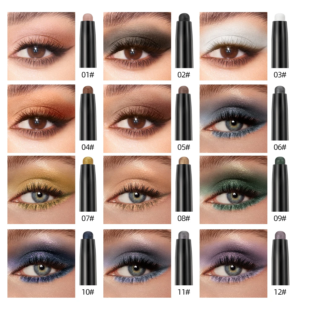 QIBEST-Silkworm Pearlescent Eyeshadow Pen, impermeável, lápis, brilho, fosco, nu, ouro, pigmento, cosméticos