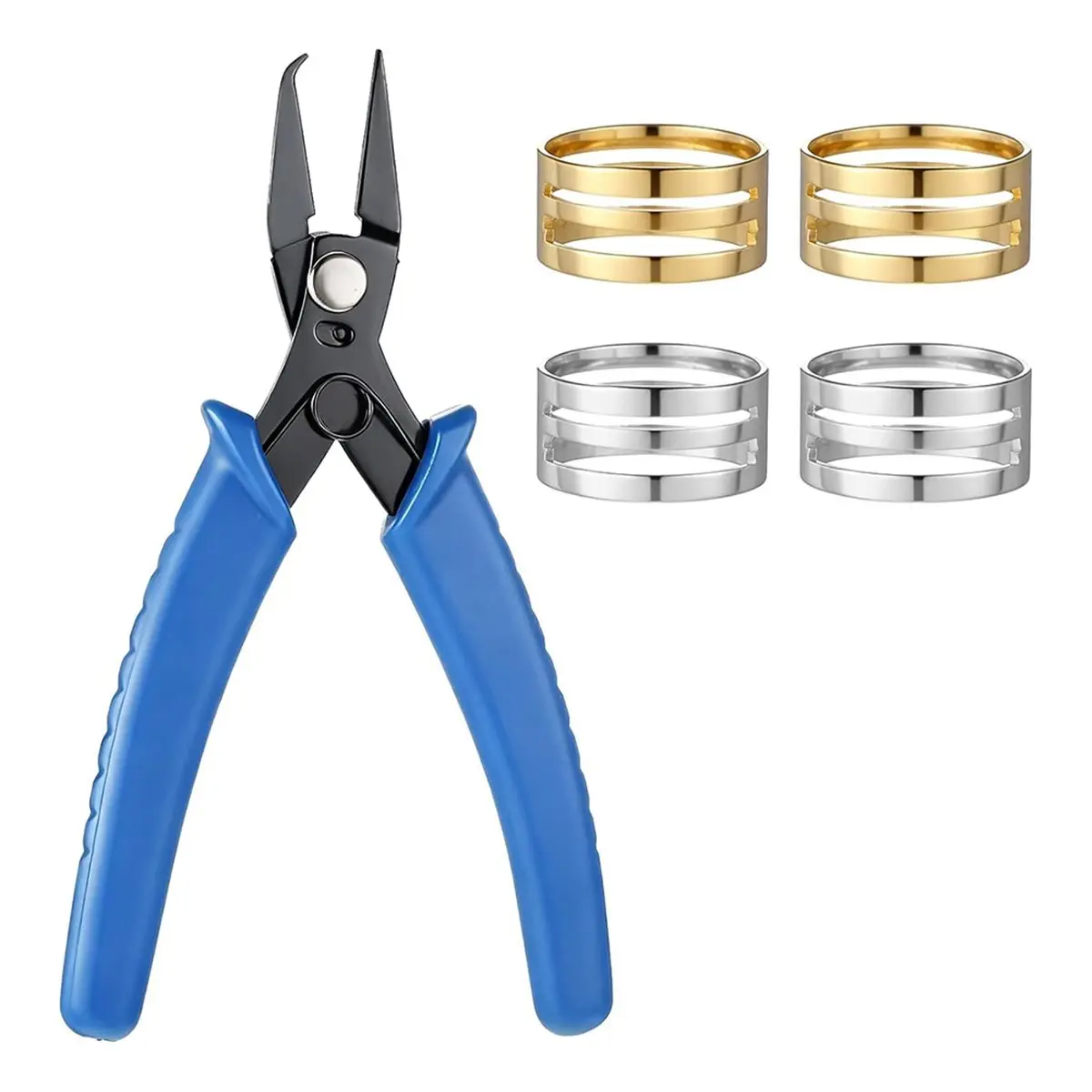 AT16 5-Piece Jewelry Making Tool Set: Stainless Steel Split Ring Pliers and Jump Rings for DIY Crafts