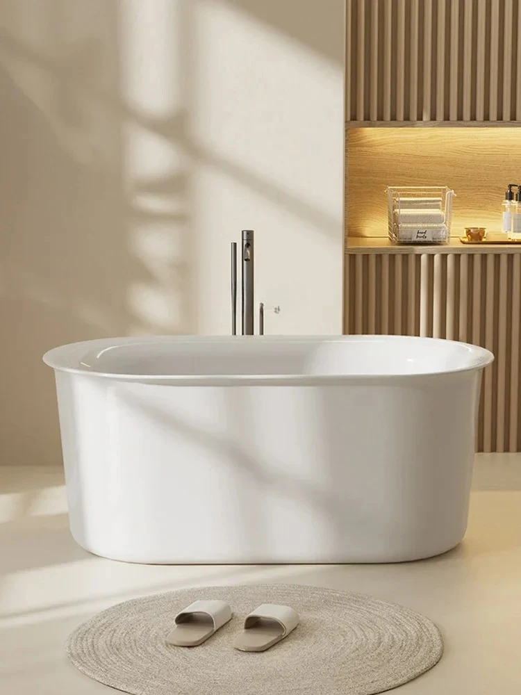 

Acrylic bathtub Household circular arc depth independent bath tub Adult lying neck bath