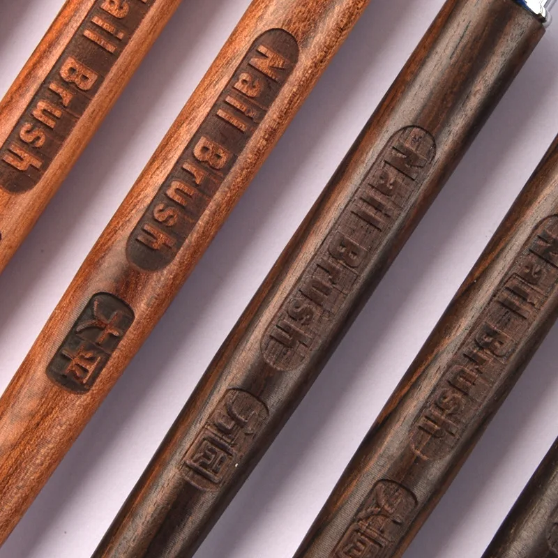 1/6 قطعة فرشاة تحديد الأظافر مقبض خشبي قابلة لإعادة الاستخدام المضادة للانزلاق الخطوط الفرنسية زهرة اللوحة فرشاة DIY بها بنفسك التفاصيل الدقيقة أدوات مانيكير #4