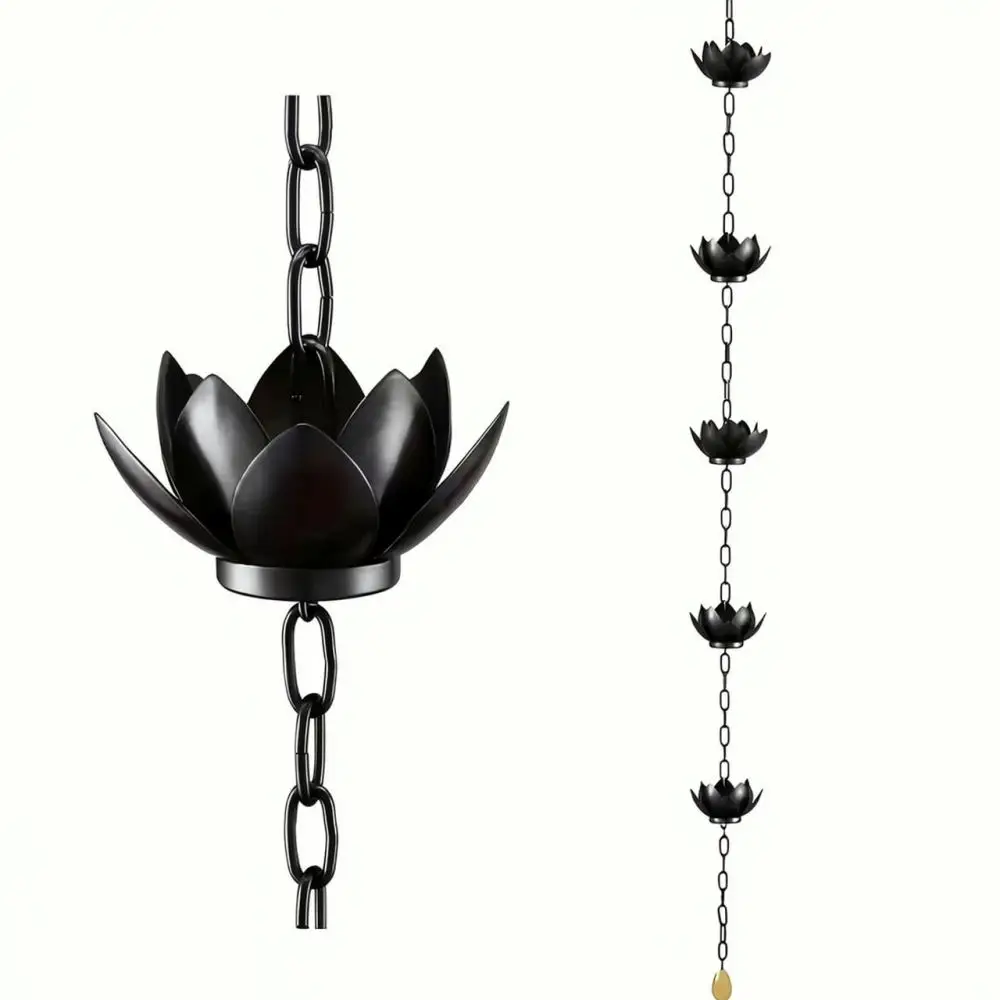 Retro Lotus Rain Chain Outdoor Garden Decoration Metal Water Downspout Decorative Yard Landscape Drainage Link
