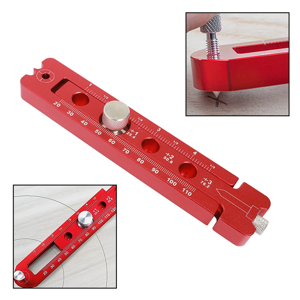 Metric/Inch Woodworking Scribing Center Finder Ruler Gauge Measuring Tools For Woodworking Metal Processing Decorative Design