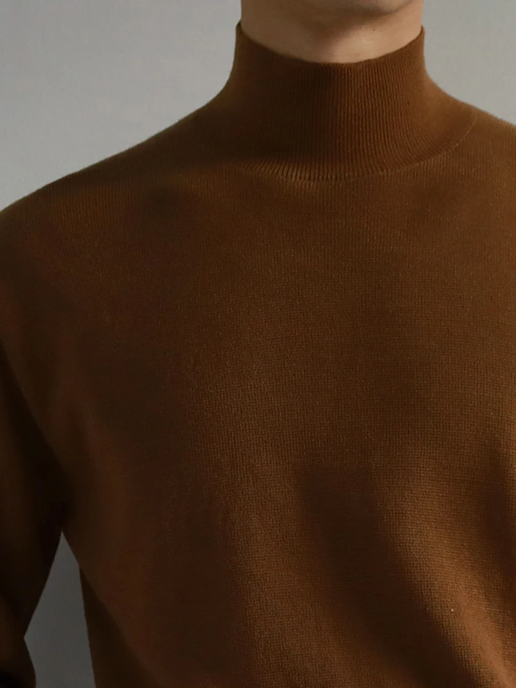 

Мужской вязаный свитер MRCYC с высоким воротом и длинным рукавом, базовый слой, худи, однотонный, новый стиль, корейский крой, осень-зима