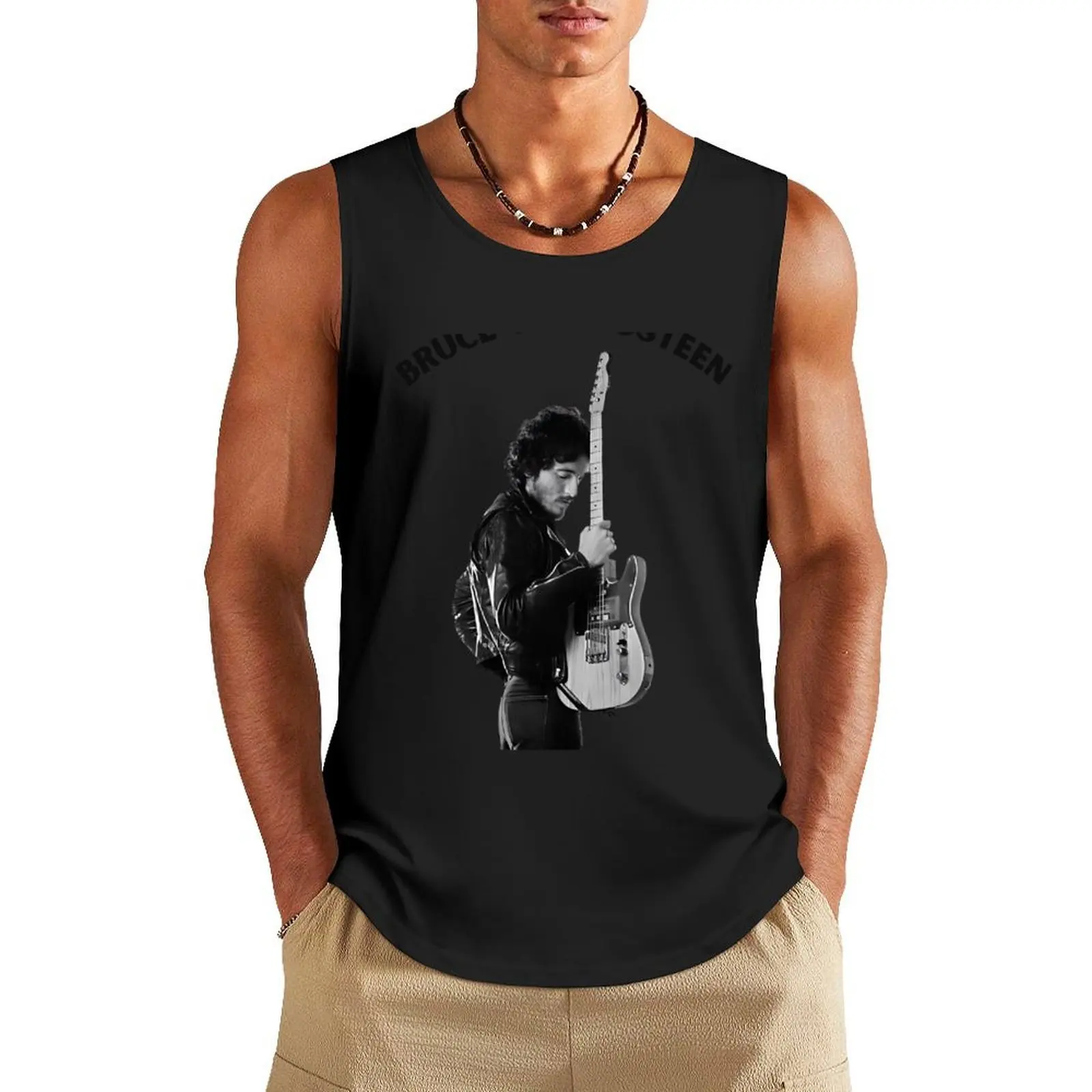 

Bruce Springsteen = Born In The USA Tank Top Sports clothing Male clothes Men's sleeveless sleeveless gym shirts male