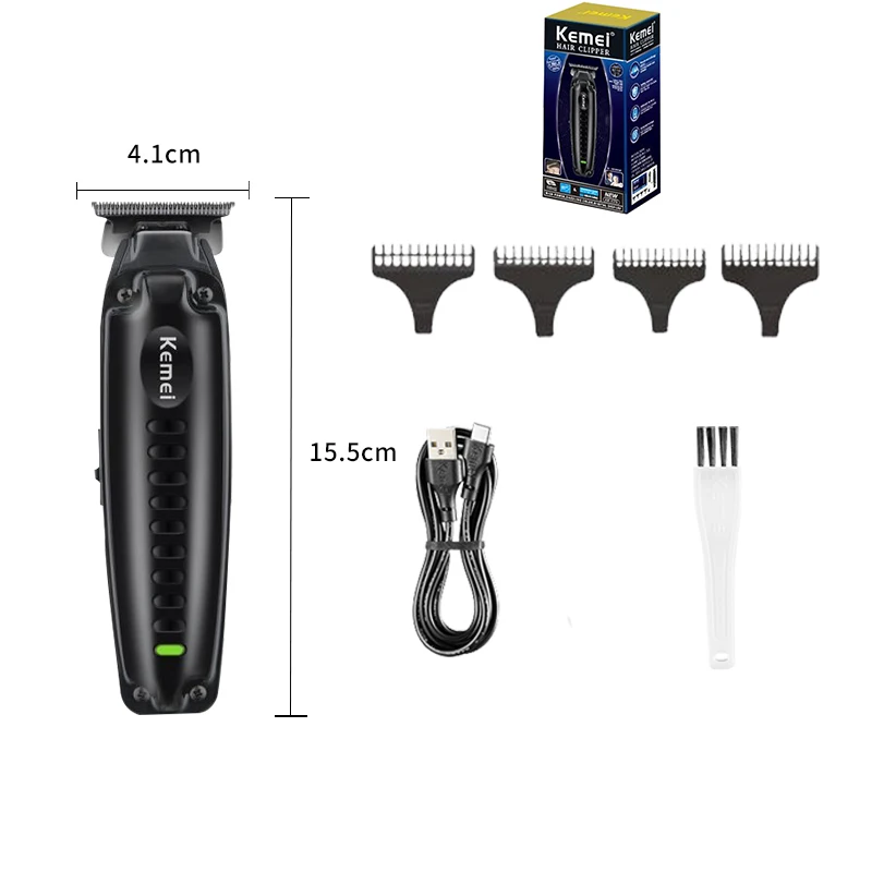 KEMEI Black Hair Clippers for Men Cordless Clippers for Hair Cutting Professional Barber Clippers USB Rechargeable Wireless Hair