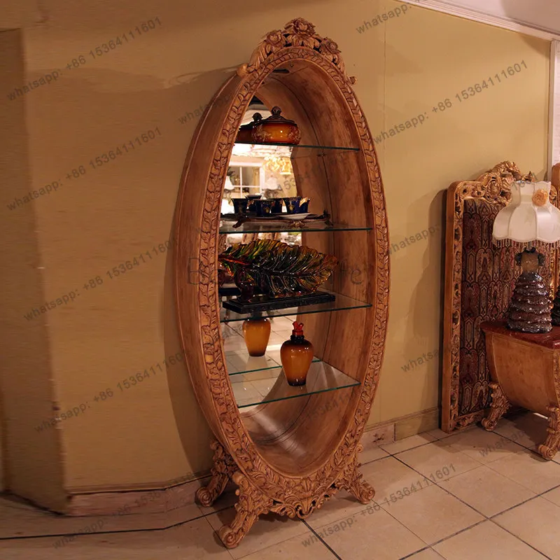 

European jewelry watch wallet decorative cabinet old solid wood shopping mall home glass wine cabinet customization