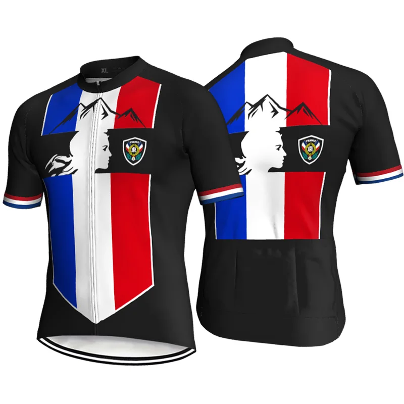 

France Fashion Bicycle Jersey, Short Sleeve Cycling Jacket, Road Clothes, Downhill Bike Top Wear, Motorcycle Cycling Cushion