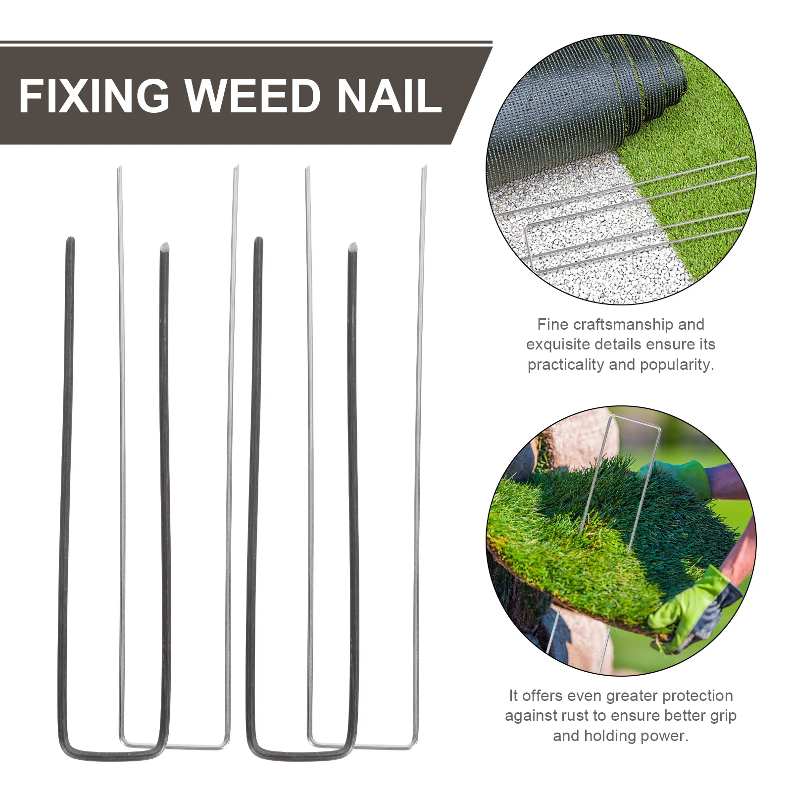 

30Pcs U-Shaped Iron Garden Stakes Durable Fixing Nails Ground Pegs Lawn Turf Tool Landscape Pins U-Shaped Fixing Nail