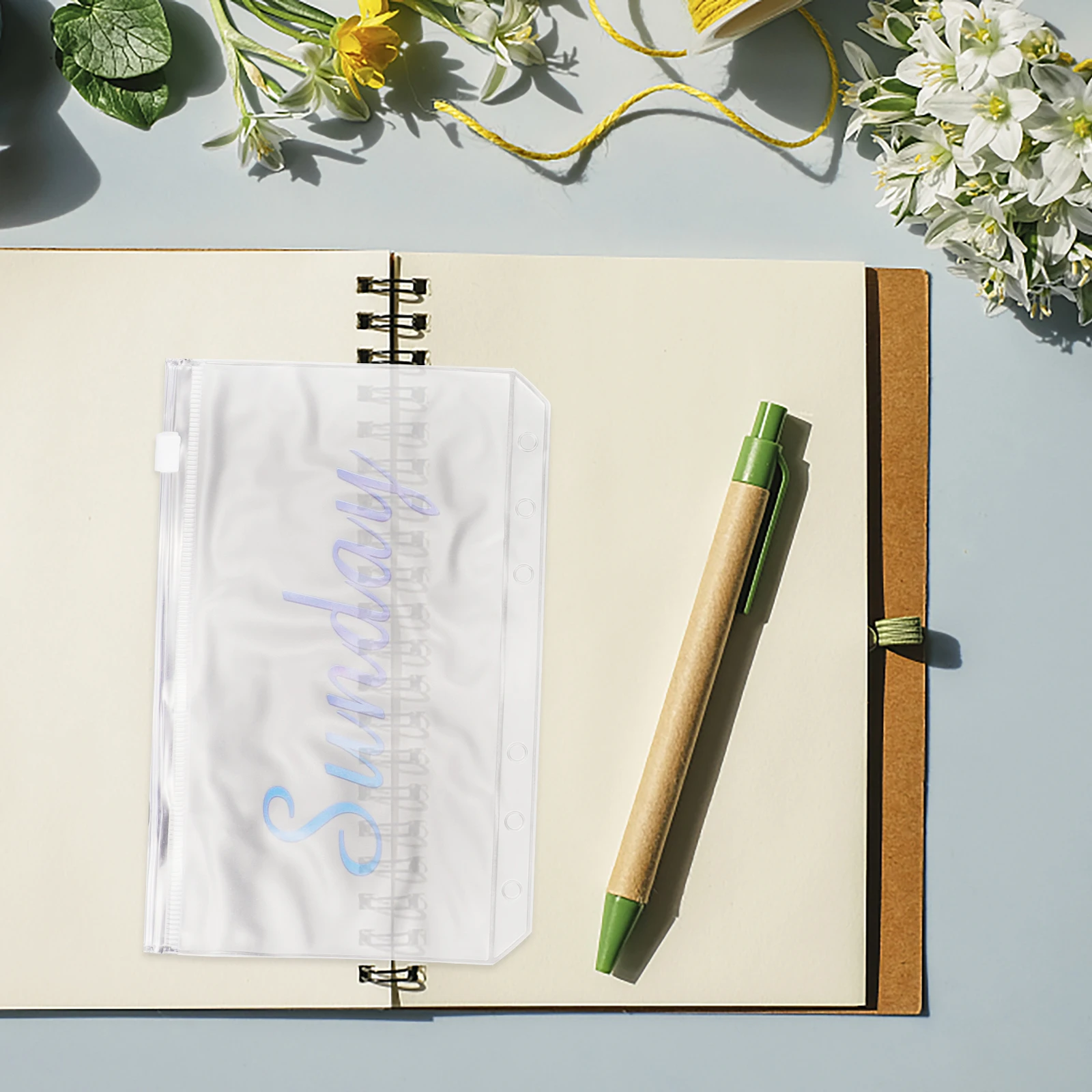 

14pcs A6 Zipper Binder Pouch Thick Pvc Transparent Storage Bag For Office Organizer 6-Hole Loose Leaf Pockets