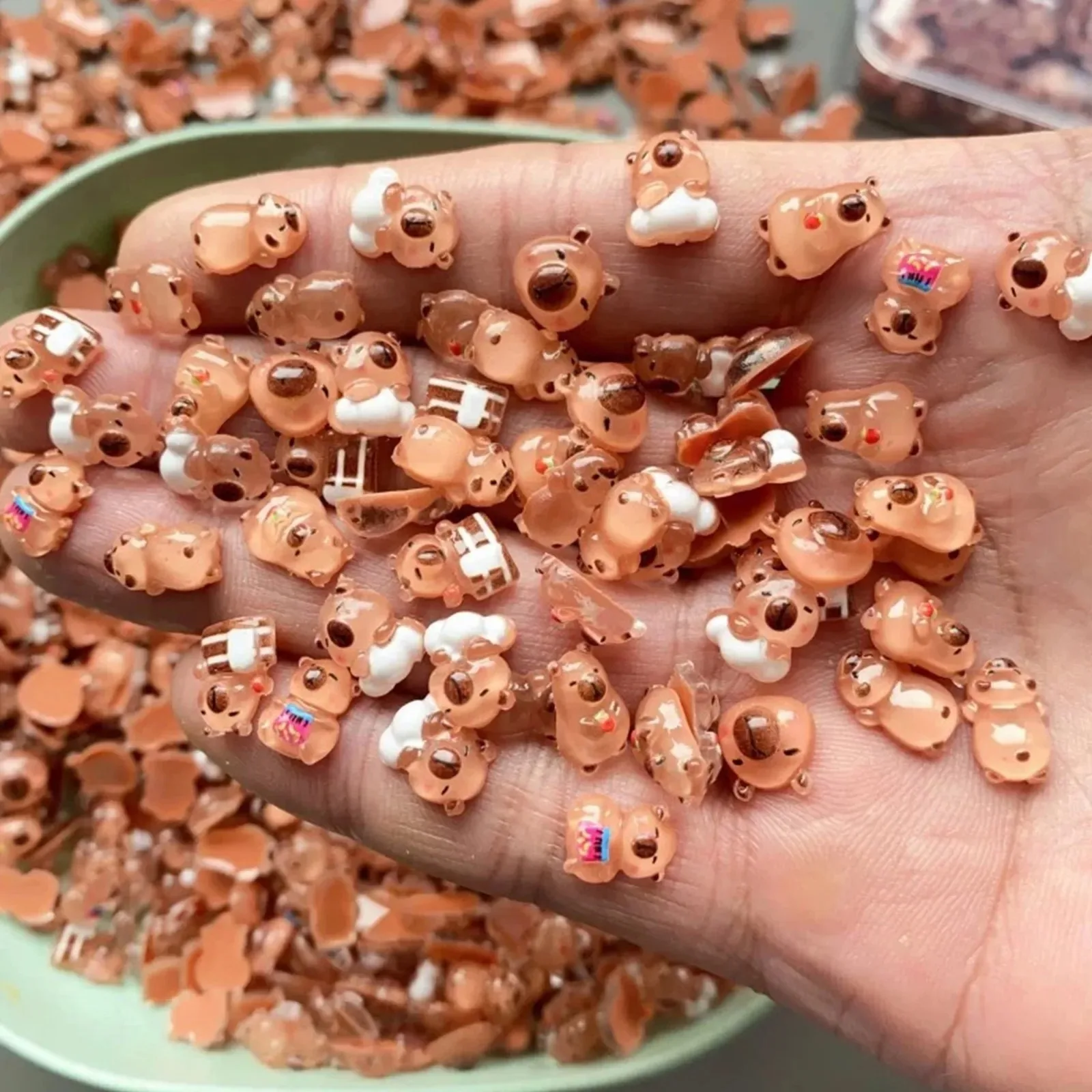 100 Uds Mini miniaturas de capibara, figuritas de animales, adorno de escritorio para el hogar y el jardín de hadas, decoración artesanal de micropaisaje Diy