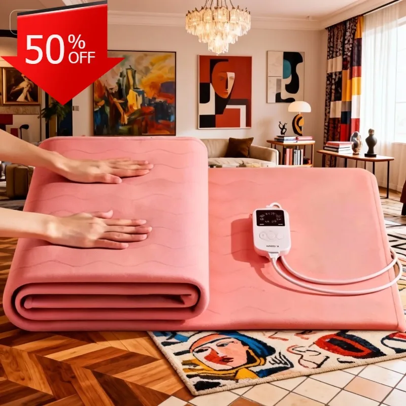 

Electric Heated Blanket Dual Control Auto Shutoff Overheat Protection Machine Washable Soft Fleece Heizdecke Energy Saving