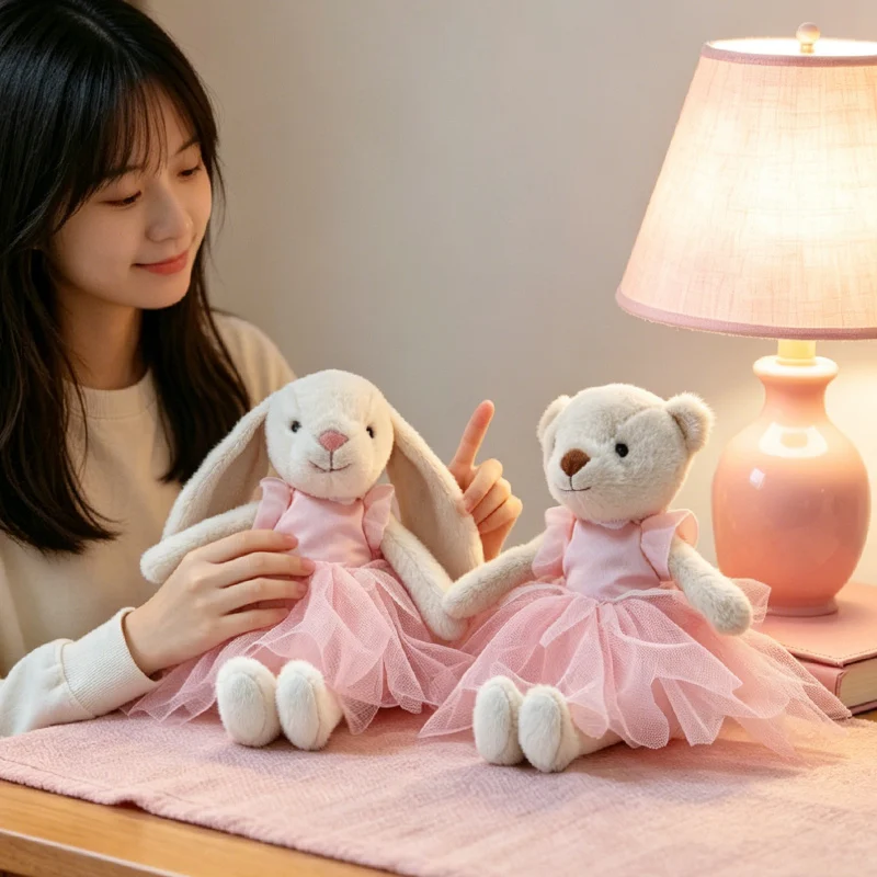 TreasuringU Bunny Plush Doll Kawaii Ballet Bear Stuffed Doll Cartoon Bunny with Pink Dress Pluhsie Children Christmas Gifts
