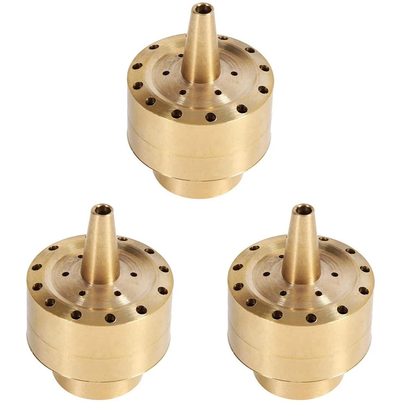 

3X Fountain Nozzle Heads,Brass Column Multi Direction Jet Pond Fountain Water Spray Sprinkler Head Garden(3/4 Inch)