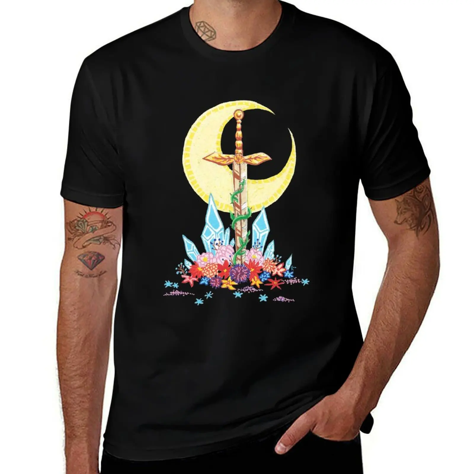 

Crystal Sword T-Shirt Louboutins fashion shirts summer clothes street wear cotton t shirt men