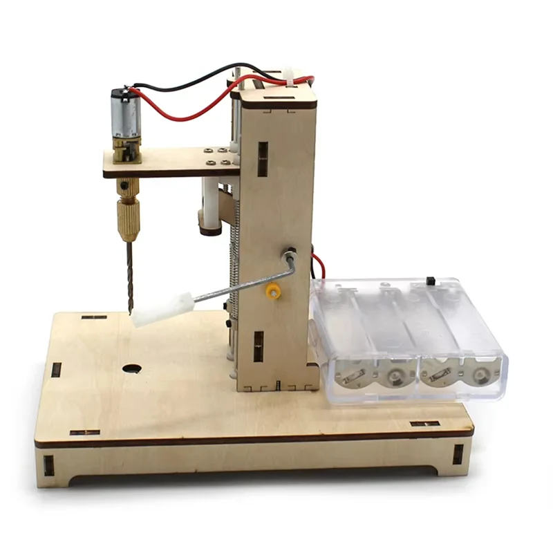 Vo-mini broca de mesa diy placa de madeira modelo de perfuração ferramentas crianças diy brinquedos científicos kit experimento científico