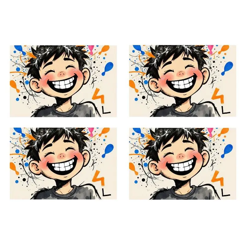 طقم مفرش طاولة مستطيل مكون من 4 قطع، تصميم كرتوني ملون، سهل التنظيف، ديكور مطبخ عصري، مثالي للتجمعات. #6