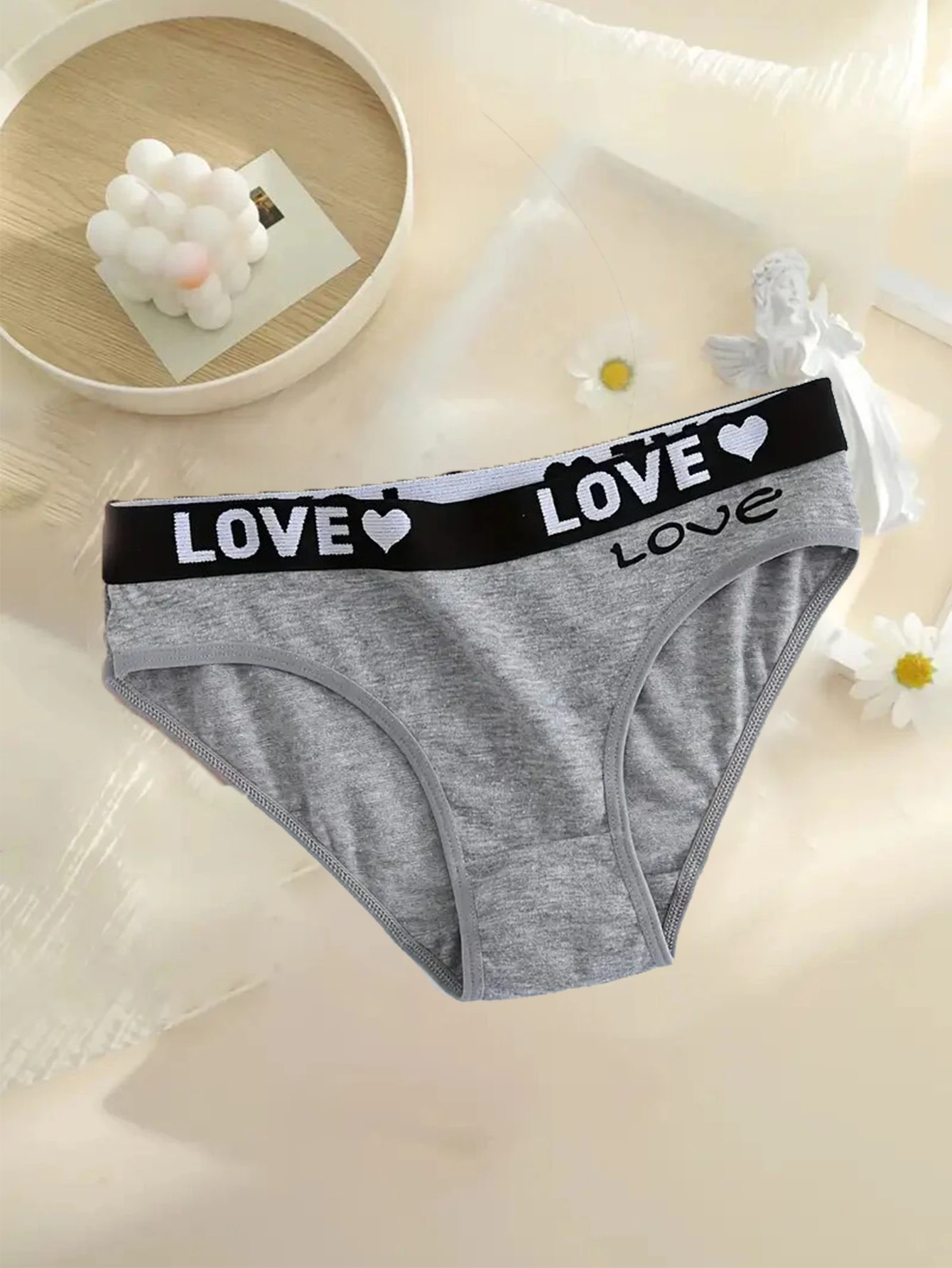 กางเกงในพิมพ์ลายตัวอักษร 5 ชิ้น, กางเกงชั้นในสตรียืดสบายและระบายอากาศได้, ชุดชั้นในสตรีและชุดชั้นใน