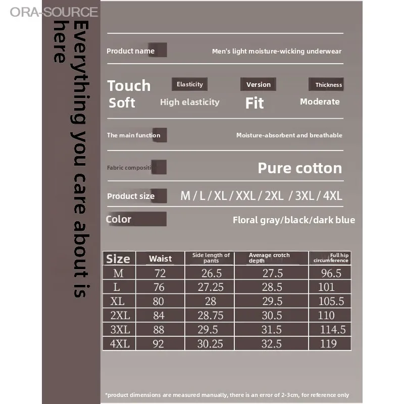 Men Leak Proof Incontinence Underwear Boxer Briefs Plus Size Mid Rise Washable Breathable Moisture Wicking Solid Color Soft