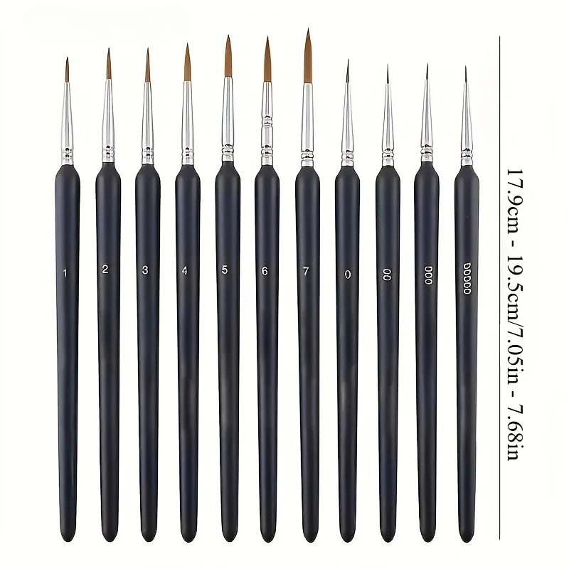 11pcs Paint Brush Set Professional Paint Brush Round Pointed Nylon Hair Acrylic Brush for Acrylic Watercolor Oil Painting view 5