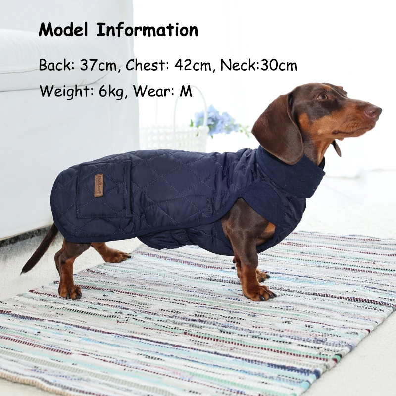 Dachshund Dog Winter Coat with Belly Warmer Thermal Fleece Lined Vest for Long Body Dogs Outdoor Warm Jacket with Snap Buttons