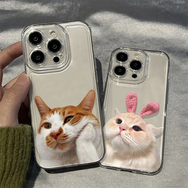 Funda de Silicona Líquida con Diseño de Pareja de Gatos Deslumbrados para Apple iPhone 15 16 14 13 12 11 17 Pro Max 17 Air 16 Plus, Funda Protectora para Teléfono